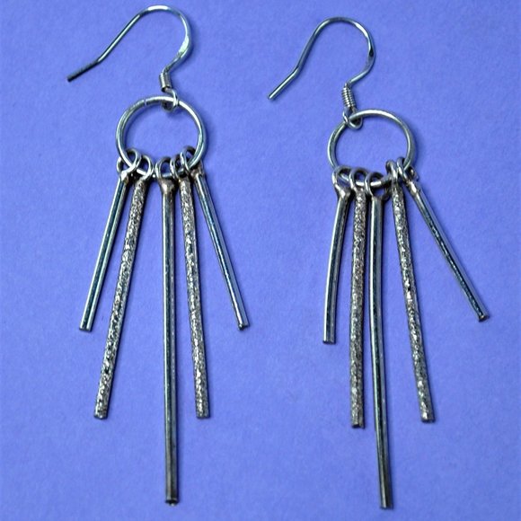 Leanne "Princess" Silver Dangle Earrings - Picture 3 of 3